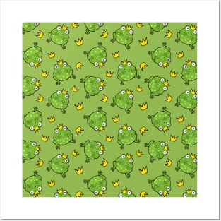 Frog Cartoon Pattern Posters and Art